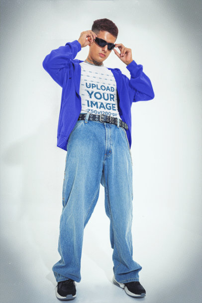 Bella Canvas T-Shirt Mockup of a Serious Man With a Y2K Style