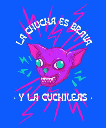 T-Shirt Design Template Featuring a Mad Dog Graphic and a Funny Mexican Slang