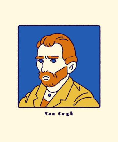 Art-Themed T-Shirt Design Creator Featuring a Doodle Portrait of Van Gogh 5646b