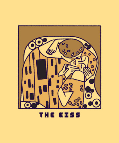 Artistic T-Shirt Design Template With a Well-Known Portrait by Klimt 5646c