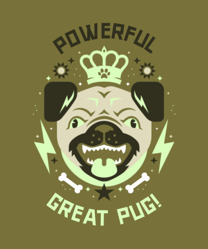T-Shirt Design Generator Featuring a Pug Face Illustration with Bone Graphics