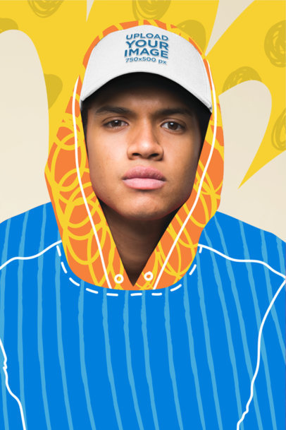 Dad Hat Mockup Featuring a Man With an Illustrated Outfit