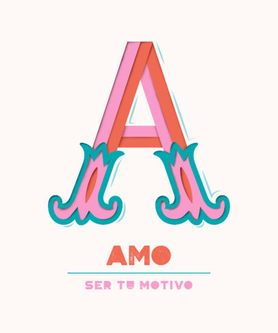 T-Shirt Design Template Featuring a Monogram Aesthetic and a Quote 5640c