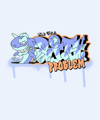 T-Shirt Design Creator Featuring a Colorful Graffiti with a Shark Cartoon