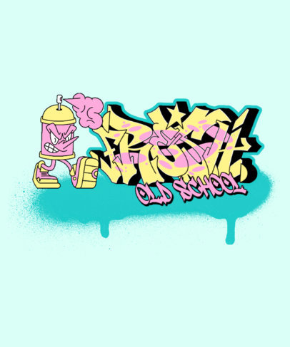 Graffiti-Style T-Shirt Design Template Featuring a Cartoonish Spray Can Character