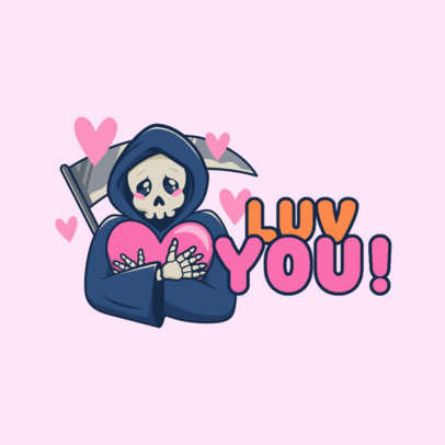 Cartoonish Twitch Emote Maker Featuring a Grim Reaper With Hearts 5310d