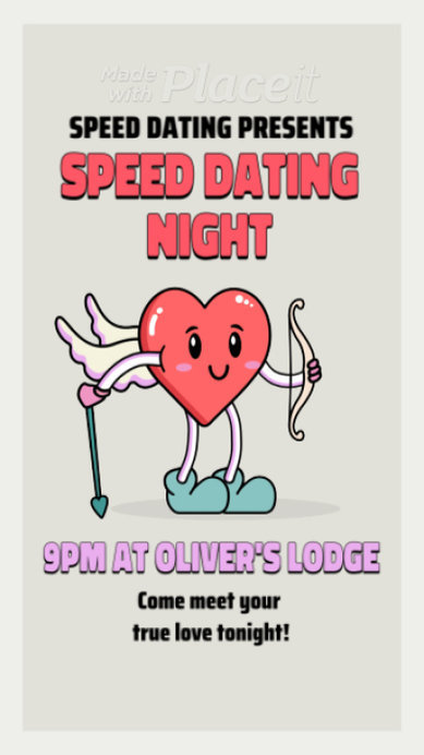 Instagram Story Video Generator with an Animated Heart Cartoon for a Speed Dating Night
