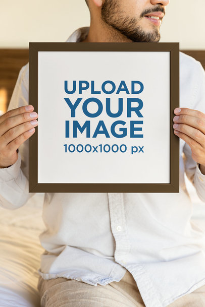 Art Print Mockup Featuring a Bearded Cropped Face Man