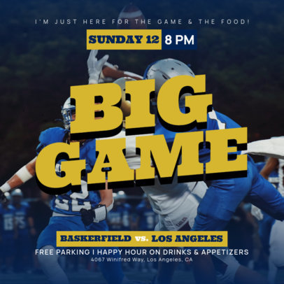 Instagram Post Creator Featuring a Sports Bar's Promo for The Big Game