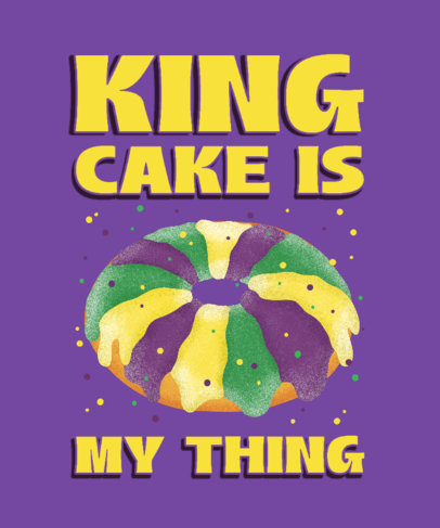 Mardi Gras-Themed T-Shirt Design Maker Featuring a King Cake Graphic 5346
