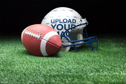 Football Helmet Mockup Featuring a Ball