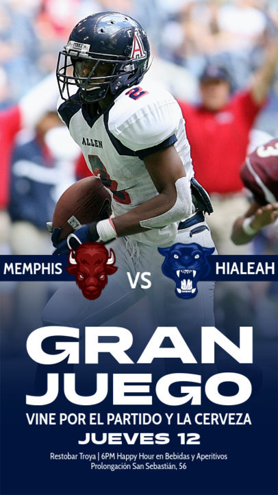 Football-Themed Instagram Story Maker for a Sports Bar's Happy Hour Promotional Ad