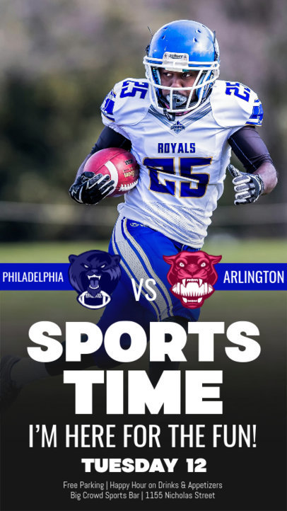 Instagram Story Template Featuring a Football Player Picture for a Sports Bar Promo