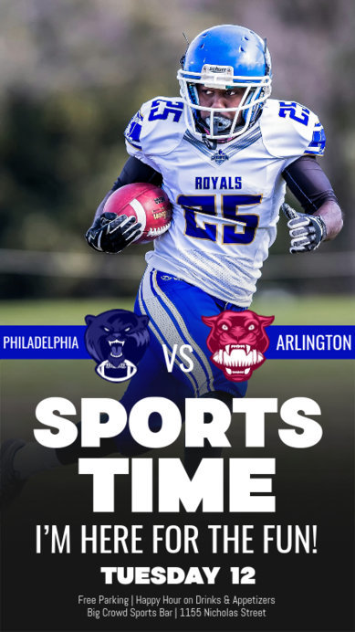 Instagram Story Template Featuring a Football Player Picture for a Sports Bar Promo