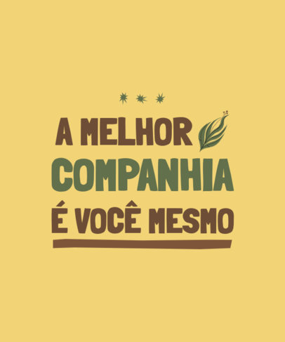 T-Shirt Design Template with a Wellness Quote in Portuguese
