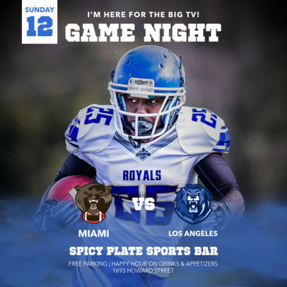 Instagram Post Template for a Bar's Football Game Night Offer