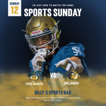 Instagram Post Maker Featuring a Special Football Night Event for a Sports Bar