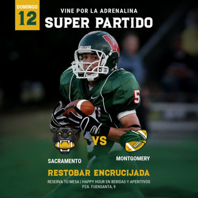 Instagram Post Generator Featuring a Restaurant's Special Football-Themed Promo