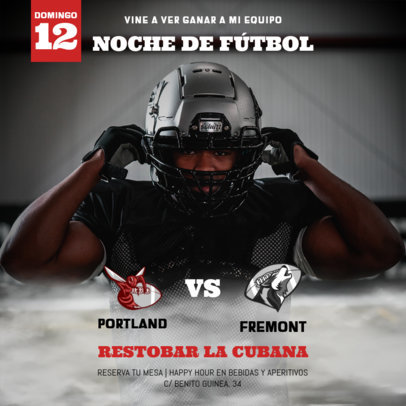 Instagram Post Creator with a Promotional Sports Bar Ad for a Football Night