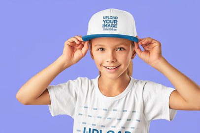 Baseball Hat Mockup Featuring a Girl Smiling at the Camera m32107 r-el2