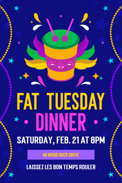 Mardi Gras-Themed Invitation Design Maker for a Fat Tuesday Dinner 5347d