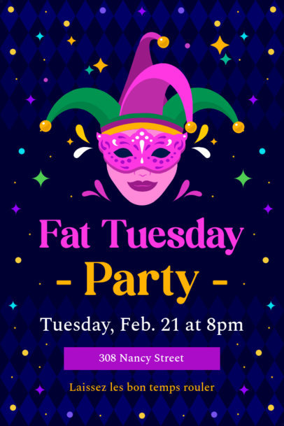Invitation Design Template for a Mardi Gras' Fat Tuesday Party 5347a