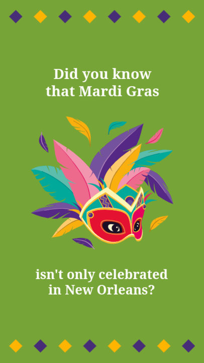 Instagram Story Template Featuring a Mardi Gras Mask Illustration