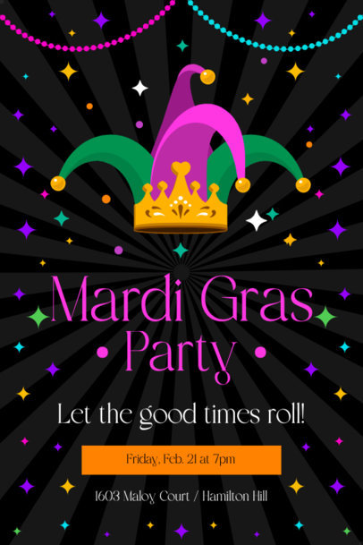 Invitation Design Generator with a Jester Hat Graphic for a Mardi Gras Party 5347c