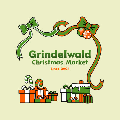 Winter Market Logo Template Featuring Illustrated Xmas Presents