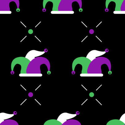 Mardi Gras-Themed Seamless Pattern Design Creator with Jester Hat Graphics 5348b