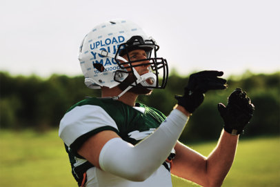 Helmet Mockup Featuring a Football Player Waiting to Catch the Ball m31834 r-el2
