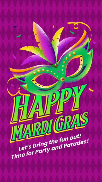 Mardi Gras-Themed Instagram Story Maker Featuring a Colorful Mask Illustration