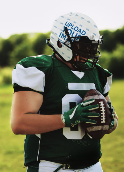 Mockup of a Football Player Wearing a Team's Sublimated Helmet and Uniform m31835 r-el2
