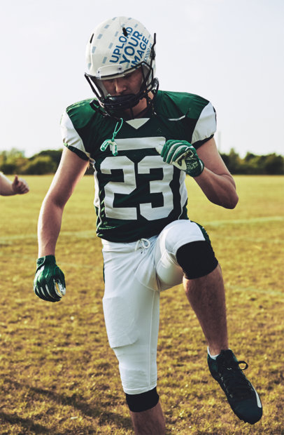 Helmet Mockup Featuring a Football Player Warming Up m31836 r-el2