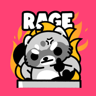 Twitch Emote Template Featuring a Mad Raccoon With Fire