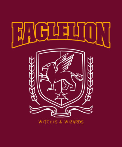 Wizard-Inspired T-Shirt Design Maker Featuring an Emblem with a Mythological Creature 3208g-5367