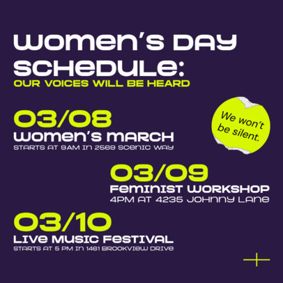 Women's Day Instagram Post Maker Featuring an Event Schedule