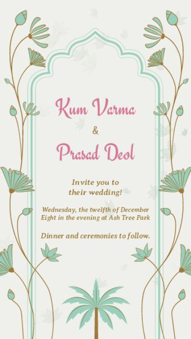Instagram Story Video Maker with Animated Flower Graphics for a Wedding Invitation