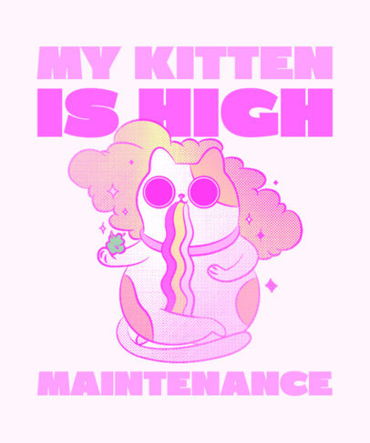T-Shirt Design Generator Featuring Illustrated Cats Using Cannabis