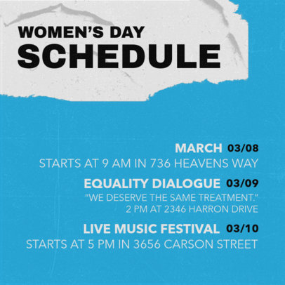 Instagram Post Template Featuring Women's Day Event Schedules