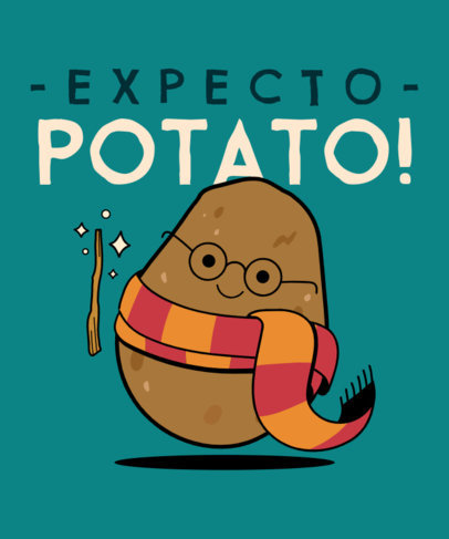 T-Shirt Design Generator with an Illustrated Potato Character Inspired by Harry Potter