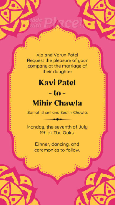 Instagram Story Video Maker for an Indian Wedding Featuring a Floral Frame