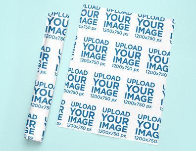 Mockup of a Wrapping Paper Lying on a Customizable Backdrop