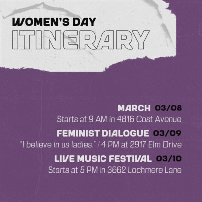 Instagram Post Creator with a Women's Day-Themed Events Itinerary