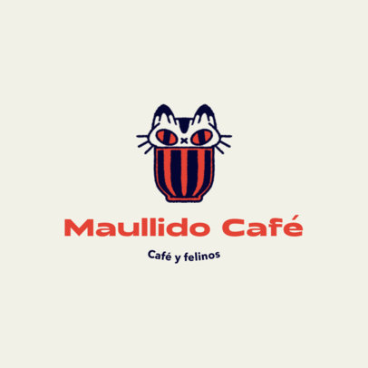Coffee Shop Logo Template Featuring Cat Illustrations
