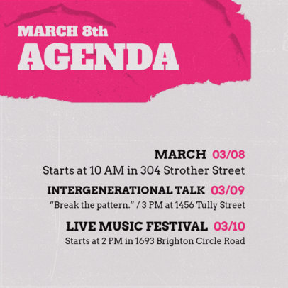 Instagram Post Generator with an Itinerary for a Women's Day Event