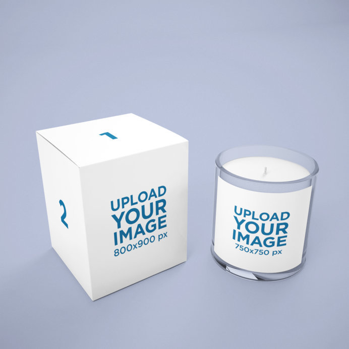 Candle Mockup Featuring a Box and a Customizable Background