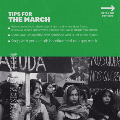 Instagram Post Template with Safety Measures for a Women's Day March