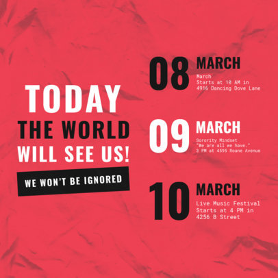 Instagram Post Maker with a Three-Dates Itinerary for a Women's Day Event