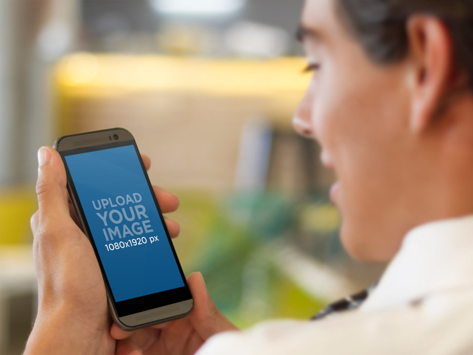 Mockup of Someone Using an HTC Phone